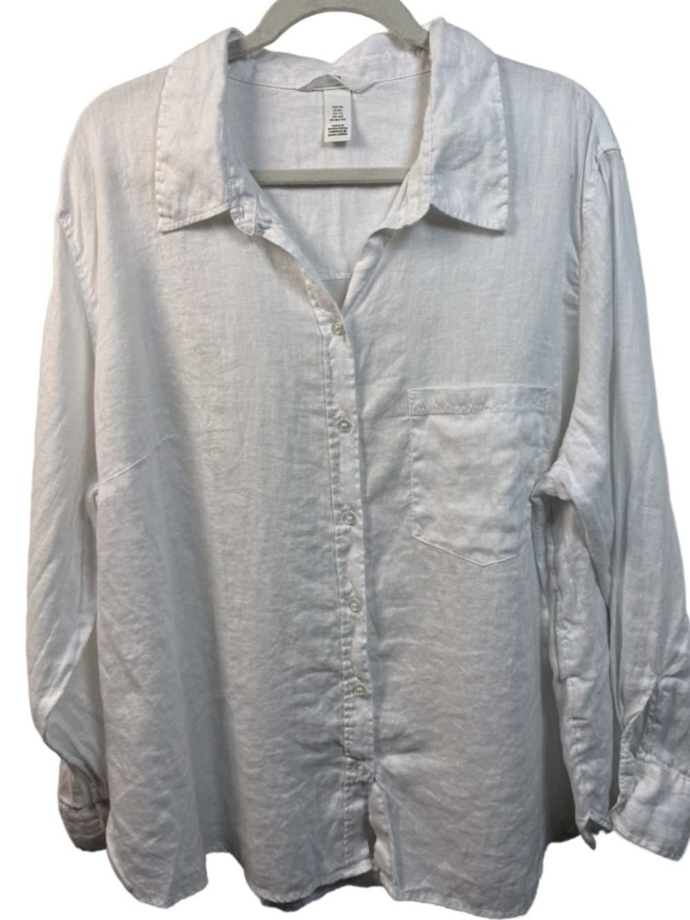 H&M White Linen Shirt with Classic Collar. Closet staple